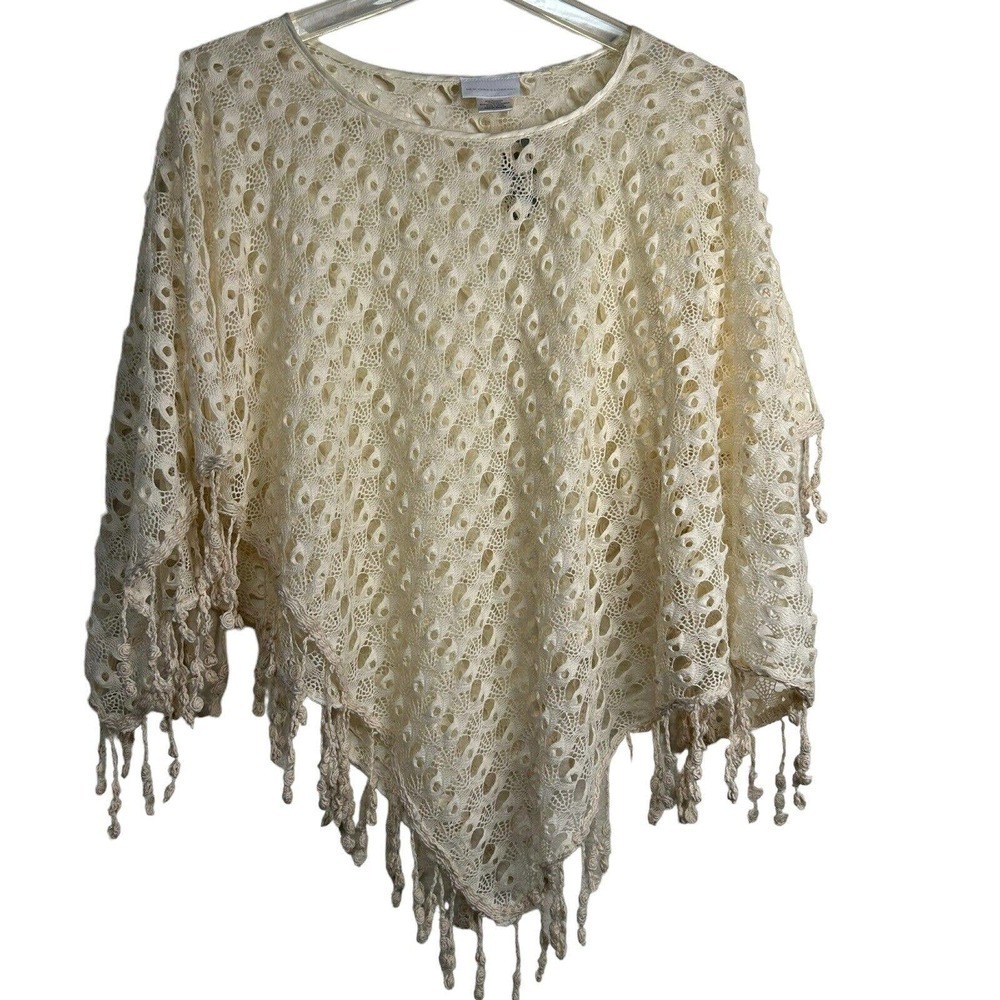 New York & Company Ivory Layering Poncho Size S/M